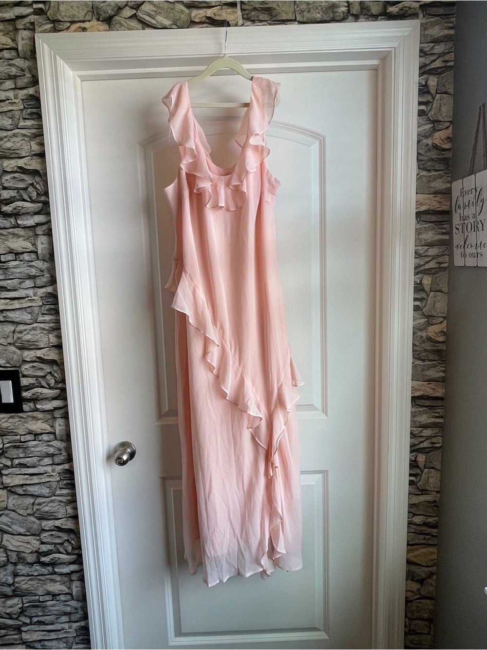 a new day Womans Light Pink Ruffled Maxi Dress Sz XL NWT